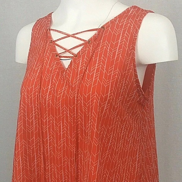 Worthington Women Medium Tunic Top Sleeveless Boho Sheer Lined Stretch - Picture 10 of 12